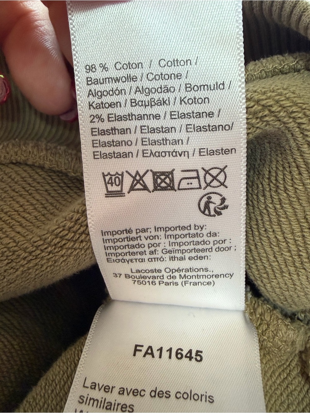 Lacoste Rare René Script Logo Hoodie L Sage Green Classic Fit 100% Cotton - Picture 11 of 13